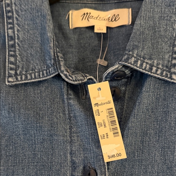 Madewell Denim Waisted Shirtdress in Penview Wash NWT $98 - Picture 6 of 7